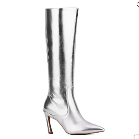 New York & Company Shoes - New York&Company Woman Silver Over the Knee Pointy Toe Zipper Closer Boots Size6